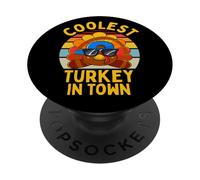 Coolest Turchia In Città Ringraziamento Famiglia Ragazzo Ragazzi PopSockets PopGrip Adesivo