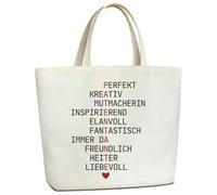 Coolgaga Borsa regalo brevettata, in cotone, da donna, per la spesa, per domande, ringraziamento, madrina, compleanno, battesimo, cresima, comunione, Natale, festa della mamma