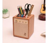 CoolGift Mart Accessori per chitarra, supporto per plettro in legno sapele con portapenne, organizer da scrivania regalo per chitarristi per plettri e penne