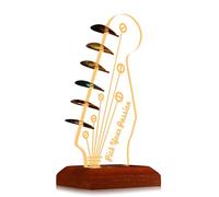CoolGift Mart Light Up Guitar Pick Holder, acrilico Electric Guitar Headstock a forma di testine di chitarra a Base di legno per la memorizzazione e lo schermo dei plettri, Guitar Accessories Gift