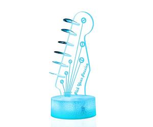 CoolGift Mart Luce notturna per chitarra acustica e porta plettro a LED con telecomando e timer, lampada a illusione ottica 3D e display per plettri, regalo per chitarristi e amanti della musica