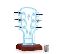 CoolGift Mart Porta plettro per chitarra illuminato, portaplettro per chitarra in legno acrilico con 16 luci colorate per plettro portaoggetti e esposizione, regalo per chitarristi