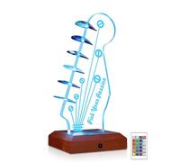 CoolGift Mart Portaplettri Luminoso per Chitarra, Portaplettri a Forma di Paletta per Chitarra Elettrica in Acrilico e Legno con 16 Luci Colorate per Riporre ed Esporre i Plettri, Regalo per