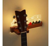 CoolGift Mart Supporto luminoso per chitarra da parete, scaffale in legno massiccio per chitarra con porta plettri, per basso elettrico acustico, regalo per chitarristi chitarristi