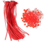 COOLHIYA 100 Pezzi Sacchetti Rete Riutilizzabili in Nailon Rosso | Spesa Alimentare, Traspiranti e Resistenti Agli Strappi, Formato Portatile, Confezione Pratica