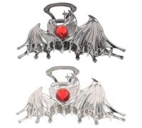 COOLHIYA 2 pezzi di fermagli per a forma di pipistrello di Halloween, in metallo, antiscivolo, a forma di pipistrello, con forte presa, stile punk gotico, per donne, accessori per spessi o sottili.
