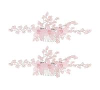 COOLHIYA 2pezzi Pettine per Capelli da Sposa Cristalli Artificiali Dettagli Intrecciati Mano Leggero e Sicuro per Matrimoni Fidanzamenti ed Eventi Formali