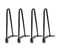 COOLHIYA 4 gambe a forcina in metallo per supporto tavolo - Gambe da scrivania in ferro nero di metà secolo per tavolini, panche e mobili - Diametro del foro 0,26 pollici, altezza verticale