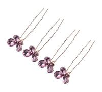 COOLHIYA 4pezzi U-shape Crisalidi di Cristallo Fermaglio per Acconciature Elegante Fermaglio per Capelli Donna Accessori per Matrimonio e Feste Rosa