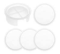 COOLHIYA 5 Pezzi Stampo in Silicone Bianco per Sottobicchieri Rotondi, Facile da Sformare e Versatile, per Attività di Bricolage e Creatività in Famiglia