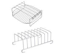 COOLHIYA Accessori per Cucina e Barbecue Griglia in Acciaio Inossidabile Set 2 Pezzi Resistente, Facile da Pulire per Friggitrice ad Aria