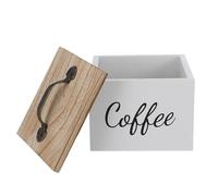 COOLHIYA Contenitore per Capsule di Caffè in Legno Bianco Scatola Porta Cialde Caffè Organizer per Bustine di Zucchero e Tè Contenitore Porta Capsule Impilabile per Cucina e Ufficio