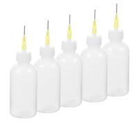 COOLHIYA Controllo Preciso Set 5 Bottiglie Squeeze in Plastico da 50cc con Punta Ago per Ceramica e Applicazione Smalto per Artigianato e Adesivi