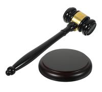 COOLHIYA Martelletto 2 Pezzi da Giudice Portatile in Legno Nero Suono Chiaro e Forte per Aste e Tribunali per Esecutivi e Presidenti di Consiglio