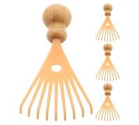 COOLHIYA Massaggiatore Manuale la Testa 4 Pezzi in Bambù e Pp, Strumento per Massaggi Delicati, per Relax e Salute dei Chioma Durante Lavoro e Studio