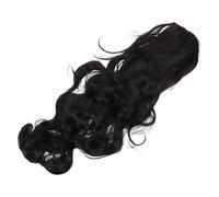 COOLHIYA Parrucca per costume da cosplay: parrucca lunga 75 cm con ricci ondulati, fibra resistente al calore, nera, riga centrale e naturale, alla ricerca di travestimenti per feste di Halloween in