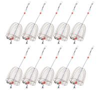 COOLHIYA Pasturatore Pesca Feeder in Acciaio Inossidabile 10 Pezzi Cestini per Esche Resistenti e Facili da Trasportare per Pesca a Gamberetti e Astici