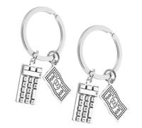 COOLHIYA Portachiavi Compatto e Leggero Argento Calcolatrice 2pezzi in Lega di Zinco per in Contabilità e, Accessorio per Colleghi
