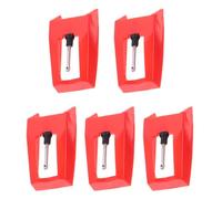 COOLHIYA Puntine per Giradischi Rosso 5pezzi in Plastico e Alluminio, Aghi di Ricambio per Fonografo Suono Chiaro e Fluido, Sostituzione Ago Stilo senza Attrezzi