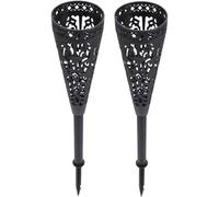 COOLHIYA Set 2 Vasi per Cimitero in Plastica Nera con Punta per Fissaggio, per Fiori Secchi di Seta, per Giardino e Decorazioni Funebri