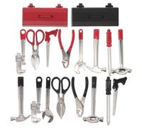 COOLHIYA Set di 2 mini attrezzi per casa delle bambole: kit di mini attrezzi da lavoro per casa delle bambole con scatola - pinze, martello, cacciavite e chiave inglese ad alta precisione per la