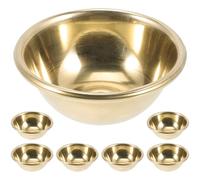 COOLHIYA Set di 7 Ciotole in Ottone Dorato per Rituali Buddisti, Ciotole Decorative Design Unico per Tempio e Festività