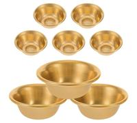 COOLHIYA Set di 8 Ciotole in Ottone per Offerte D'acqua, Mini Ciotole Rituali Resistenti All'ossidazione Design Elegante per Altari Buddisti e Meditazione