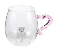 COOLHIYA Tazza di vetro con animale nascosto all'interno, orso polare 3D, 14 oz/400 ml, manico a cuore, simpatica statuetta fatta a mano con cartoni animati, per Natale, compleanno, cacao, vino,