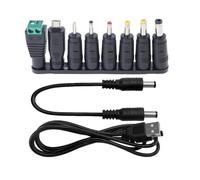 COOLHOOD Cavo di alimentazione da USB a DC5521 dotato di 8 adattatori per una soluzione di ricarica senza soluzione di continuità del dispositivo DC5.5x2.5 DC5.5x2.1 Adattatore di compatibilità