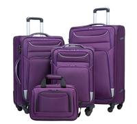 COOLIFE Set Valigie 4 Pezzi Morbide 58/66/80cm e 1 Borsa a Tracolla Grande | Valigie Morbide Trolley TSA & 4 Ruote Spinner, ultraleggere, 1200D idrorepellente - Tutti i Viaggi & Famiglia