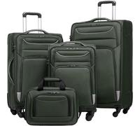 COOLIFE Set Valigie 4 Pezzi Morbide 58/66/80cm e 1 Borsa a Tracolla Grande | Valigie Morbide Trolley TSA & 4 Ruote Spinner, ultraleggere, 1200D idrorepellente - Tutti i Viaggi & Famiglia