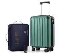 COOLIFE Valigetta da cabina 55 x 35 x 20 cm per Ryanair, bagaglio a mano, valigia rigida con serratura TSA e 4 ruote gemelle, verde scuro, Vakuum-55x35x20cm+Pumpe, Ryan Airlines Bag - Borsa da viaggio