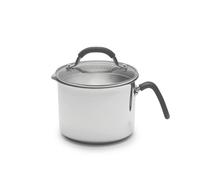 Coolinato - Pentola per latte con beccuccio e coperchio in vetro, 16 cm, 2,4 litri, in acciaio inox universale per tutti i piani cottura e lavabile in lavastoviglie