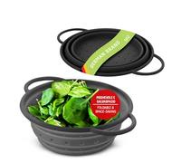 Coolinato - Scolapasta silicone pieghevole 16 cm grigio - Colino per pasta, verdura e frutta - Colapasta per lavastoviglie, senza BPA e termoresistente fino a 230°C - Setaccio salvaspazio richiudibile