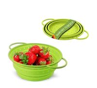 Coolinato - Scolapasta silicone pieghevole 20 cm verde - Colino per pasta, verdura e frutta - Colapasta per lavastoviglie, senza BPA e termoresistente fino a 230°C - Setaccio salvaspazio richiudibile