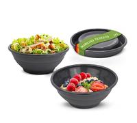Coolinato - Set di 3 ciotole pieghevoli in silicone platinico 16-24cm grigio - Scodella richiudibile da campeggio per alimenti - Resistente al calore e lavabile in lavastoviglie