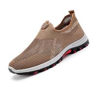 Cooling Comfort Sneaker, 2025 Breathable Walking Mens Mesh Shoes for Soft Bottom Comfy Casual Anti-Slip Slip on for Daily (Coffee,41)