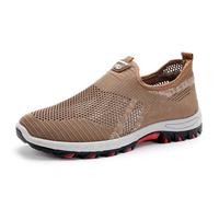 Cooling Comfort Sneaker Men Women 2025 New Breathable Barefoot Mesh Shoes Soft Bottom Comfy Casual Anti-Slip Slip On for Daily Walking & Errands (Brown,45)