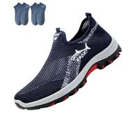 Cooling Comfort Sneaker, Summer Breathable Mesh Slip-On Walking Shoes for Man with Soft Anti-Slip Sole (Blue,40.5)