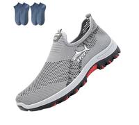 Cooling Comfort Sneaker, Summer Breathable Mesh Slip-On Walking Shoes for Man with Soft Anti-Slip Sole (Gray,40.5)