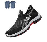 Cooling Comfort Sneaker, Summer Breathable Mesh Slip-On Walking Shoes for Man with Soft Anti-Slip Sole (Black,40.5)