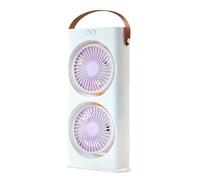 Cooling Desk Fan, Double-Head Air Cooler, 3-Speed Battery Operated Design, 1200mah Rechargeable Power, for Hot Weather Dorm School Camping Beach Picnic Use, 6.1x2.17x12.2 Inches