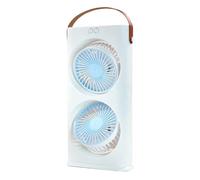 Cooling Desk Fan, Double-Head Air Cooler, 3-Speed Battery Operated Design, 1200mah Rechargeable Power, for Hot Weather Dorm School Camping Beach Picnic Use, 6.1x2.17x12.2 Inches