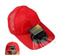 Cooling Fan Hat, USB Rechargeable Summer Cap, Power Adjustable Speed, for Outdoor Beach Hiking Camping Travel Festival Walking Picnic Use, Ventilated Sun Protection, Hands Free Wearable Fan, Rosso