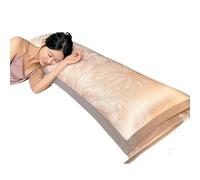 Cooling Ice Silk Long Pillowcase And Core Couples Double Extended Short Head Cover(Secret realm-pink [ice silk pillowcase+pillow core] one pack,48-100cm long pillow size)