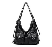 Coolives Borsa Hobo da Donna in Pelle Sintetica Borsa Bauletto Borsa a spalla Borsa a mano Hobo Donna Sacchetto Borse Manici Lunghi Borsetta Borsa a Zaino Borse a zainetto Zainetti Zaini Nero