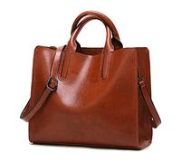 Coolives Borsa Tote con Manici Borse a mano con Tracolla da Donna in Pelle PU per Signora Marrone