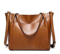 Coolives Borsa Tote con Tracolla da Donna Secchiello Borse a mano a Spalla in Pelle PU per Signora Marrone