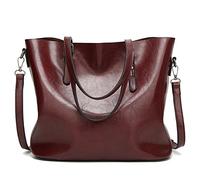 Coolives Borse Tote da Donna Borsa a Spalla con Tracolla Shopper in Pelle PU Caffè Marrone