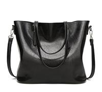 Coolives Borse Tote da Donna Borsa a Spalla con Tracolla Shopper in Pelle PU Nero
